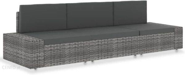 Vidaxl Sofa Modułowa 3-Osobowa Rattan Pe Szara 49526