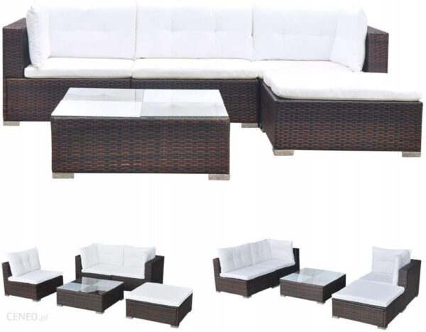 Vidaxl Sofa Ogrodowa Meble Ogrodowe Zestaw 14 Części Brązowy Rattan Pe