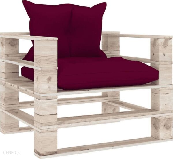 Vidaxl Sofa Ogrodowa Z Palet Czerwone Poduszki Drewno Sosnowe Vidaxl