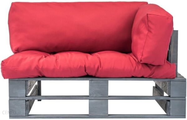 vidaXL Sofa Ogrodowa Z Palet Z Czerwonymi PoduSztkami Drewno Fsc