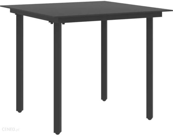 Vidaxl Stół Ogrodowy Czarny 80X80X74cm Stal I Szkło