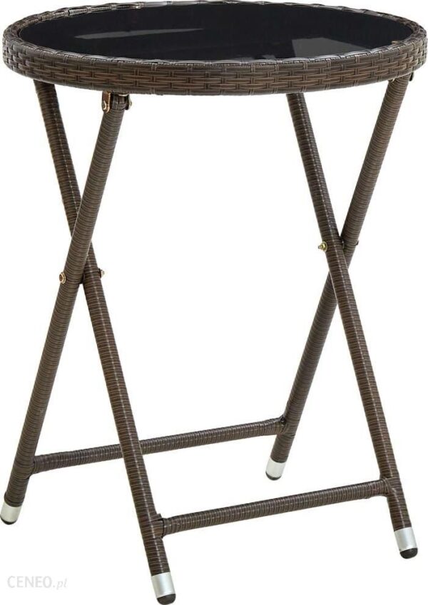 Vidaxl Stolik Herbaciany Brązowy 60cm Rattan Pe I Szkło Hartowane