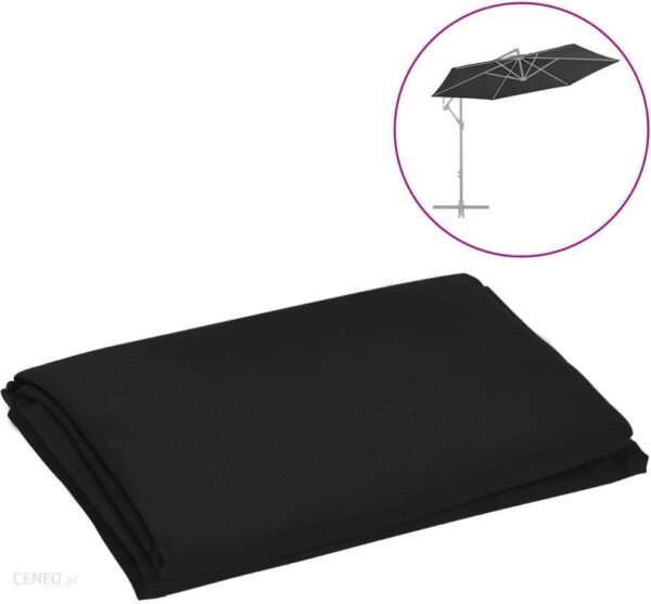 Vidaxl Zamienne Pokrycie Parasola Ogrodowego Czarne 300cm