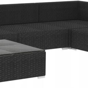 Vidaxl Zestaw 5el Z Poduszkami Rattan Pe Czarny 46784
