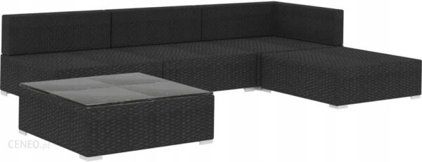 Vidaxl Zestaw 5el Z Poduszkami Rattan Pe Czarny 46784