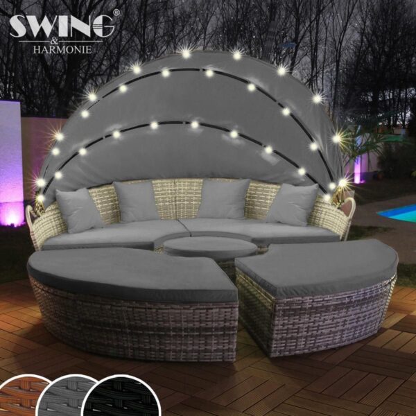 Wyspa ogrodowa Swing&Harmonie 210 cm antracyt LED